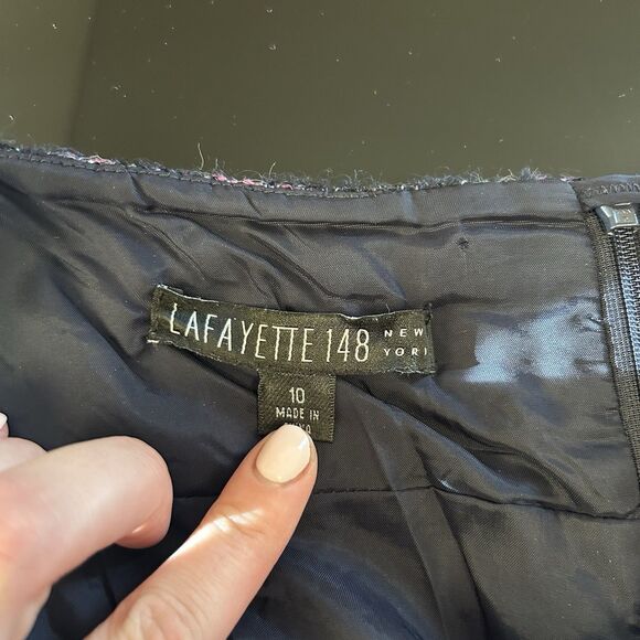 La Fayette 148 Skirt Suite Size 8/10 Alpaca Blend Woven Boucle Navy Business - Picture 9 of 13